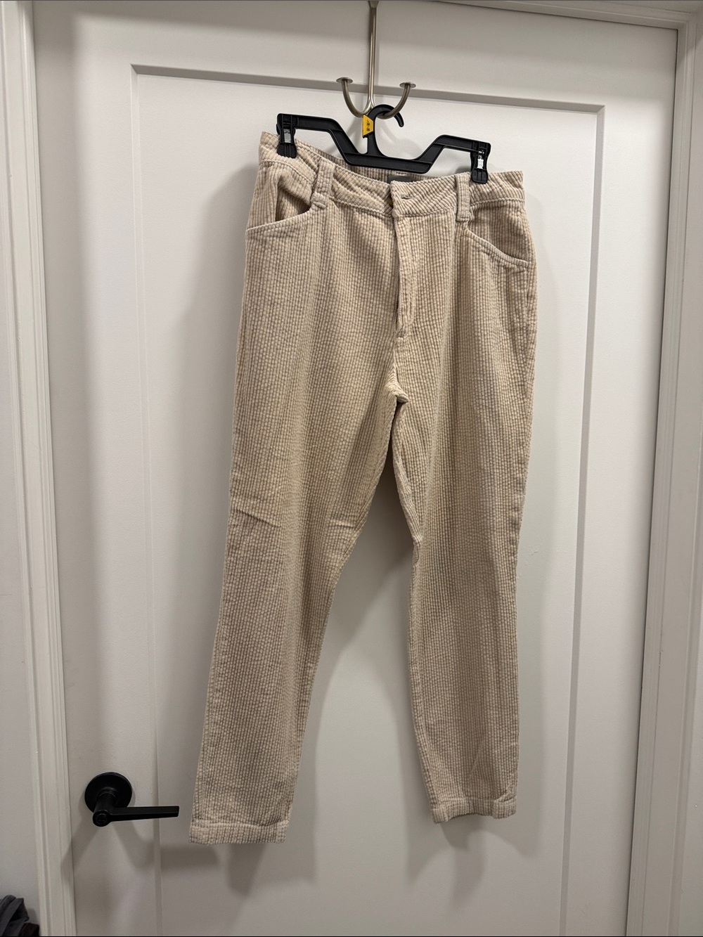 Women’s Beige Corduroy Pants - Casual Straight Fit